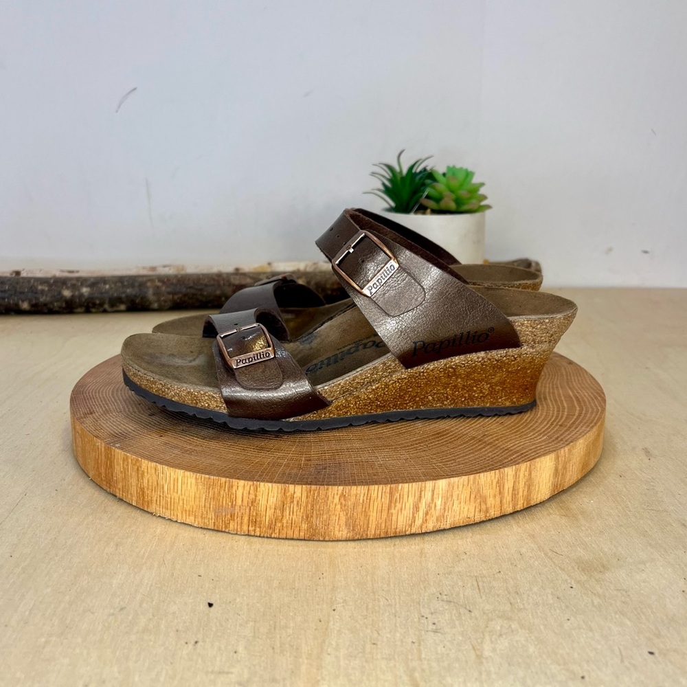 Papillio | Dorothy Wedge Slide Sandal Metallic Brown Size 6 Narrow